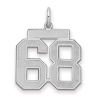 Sterling Silver Rhodium-plated Satin Number 68 Charm view 1