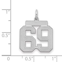 Sterling Silver Rhodium-plated Satin Number 69 Charm view 2