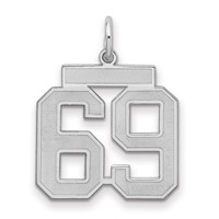 Sterling Silver Rhodium-plated Satin Number 69 Charm view 1