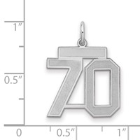 Sterling Silver Rhodium-plated Satin Number 70 Charm view 2