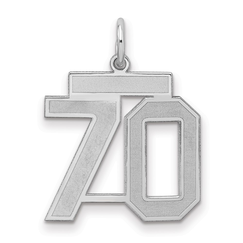 Sterling Silver Rhodium-plated Satin Number 70 Charm