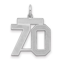 Sterling Silver Rhodium-plated Satin Number 70 Charm view 1