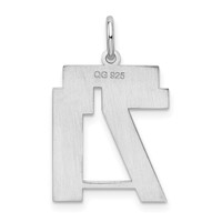Sterling Silver Rhodium-plated Satin Number 71 Charm view 4