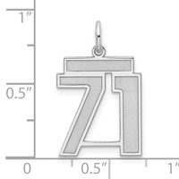 Sterling Silver Rhodium-plated Satin Number 71 Charm view 3