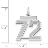 Sterling Silver Rhodium-plated Satin Number 72 Charm view 2