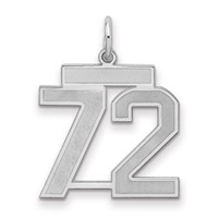 Sterling Silver Rhodium-plated Satin Number 72 Charm view 1