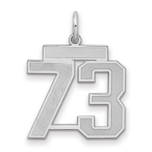 Sterling Silver Rhodium-plated Satin Number 73 Charm