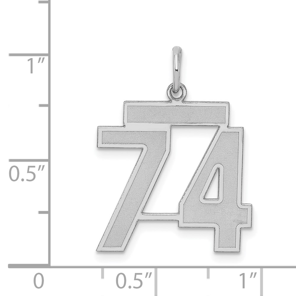 Sterling Silver/Rhodium-plated Satin Number 74 Charm (QPM74)