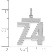 Sterling Silver Rhodium-plated Satin Number 74 Charm view 3
