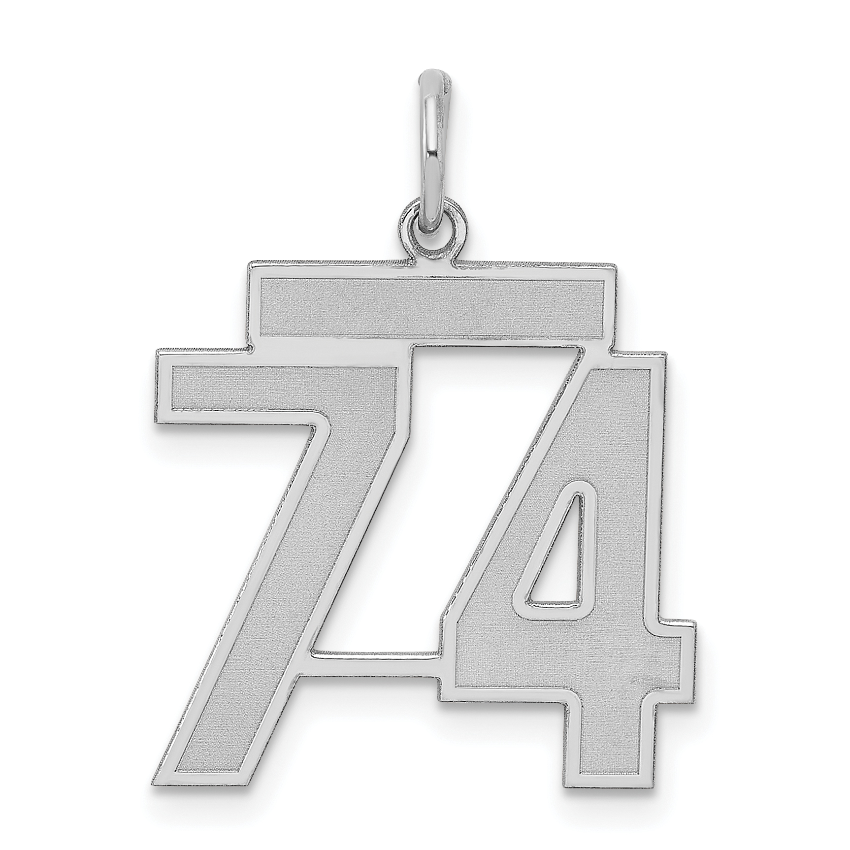 Sterling Silver/Rhodium-plated Satin Number 74 Charm (QPM74)