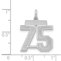 Sterling Silver Rhodium-plated Satin Number 75 Charm view 2