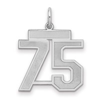Sterling Silver Rhodium-plated Satin Number 75 Charm view 1