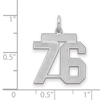 Sterling Silver Rhodium-plated Satin Number 76 Charm view 2