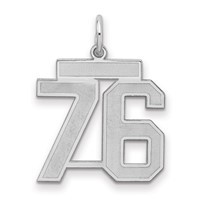 Sterling Silver Rhodium-plated Satin Number 76 Charm view 1