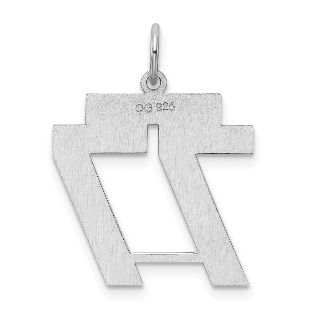 Sterling Silver/Rhodium-plated Satin Number 77 Charm (QPM77)