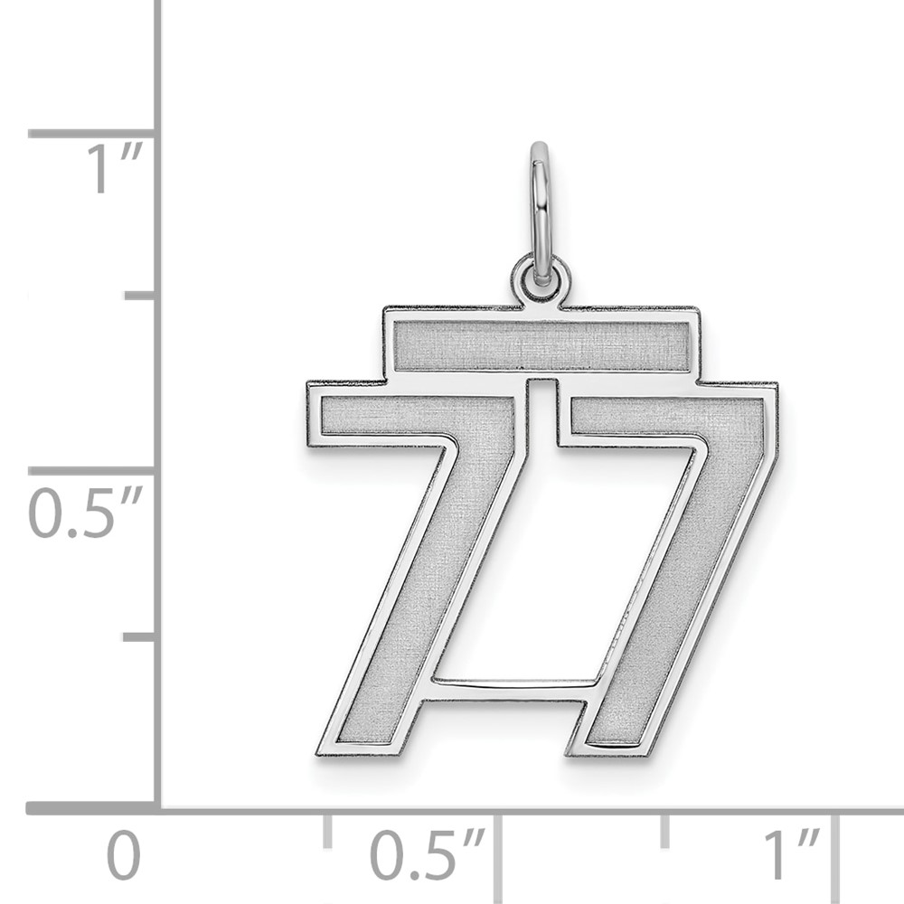 Sterling Silver/Rhodium-plated Satin Number 77 Charm (QPM77)