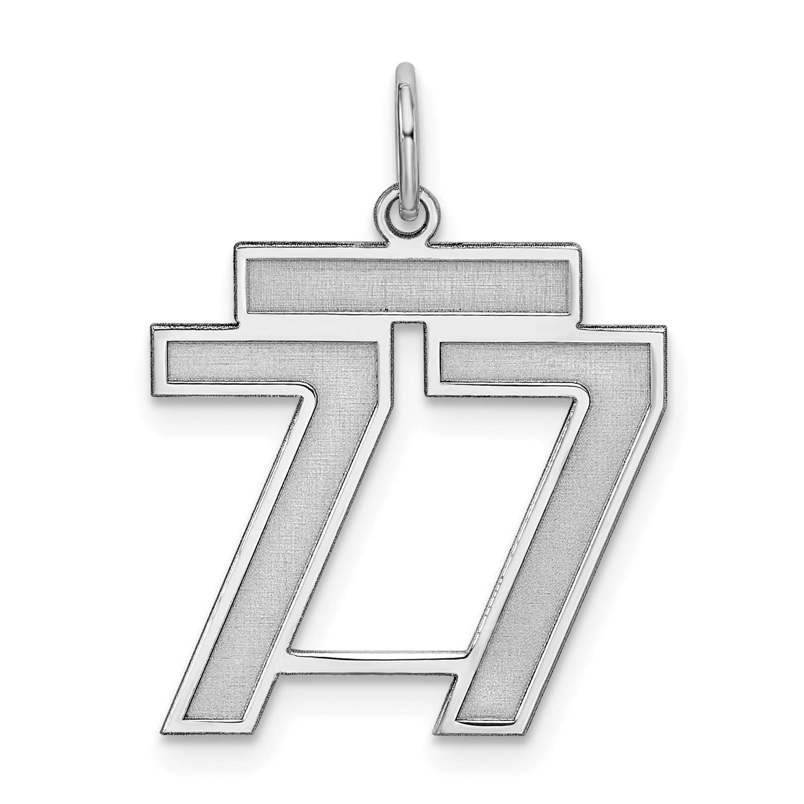 Sterling Silver/Rhodium-plated Satin Number 77 Charm (QPM77)