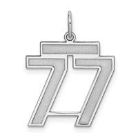 Sterling Silver Rhodium-plated Satin Number 77 Charm view 1