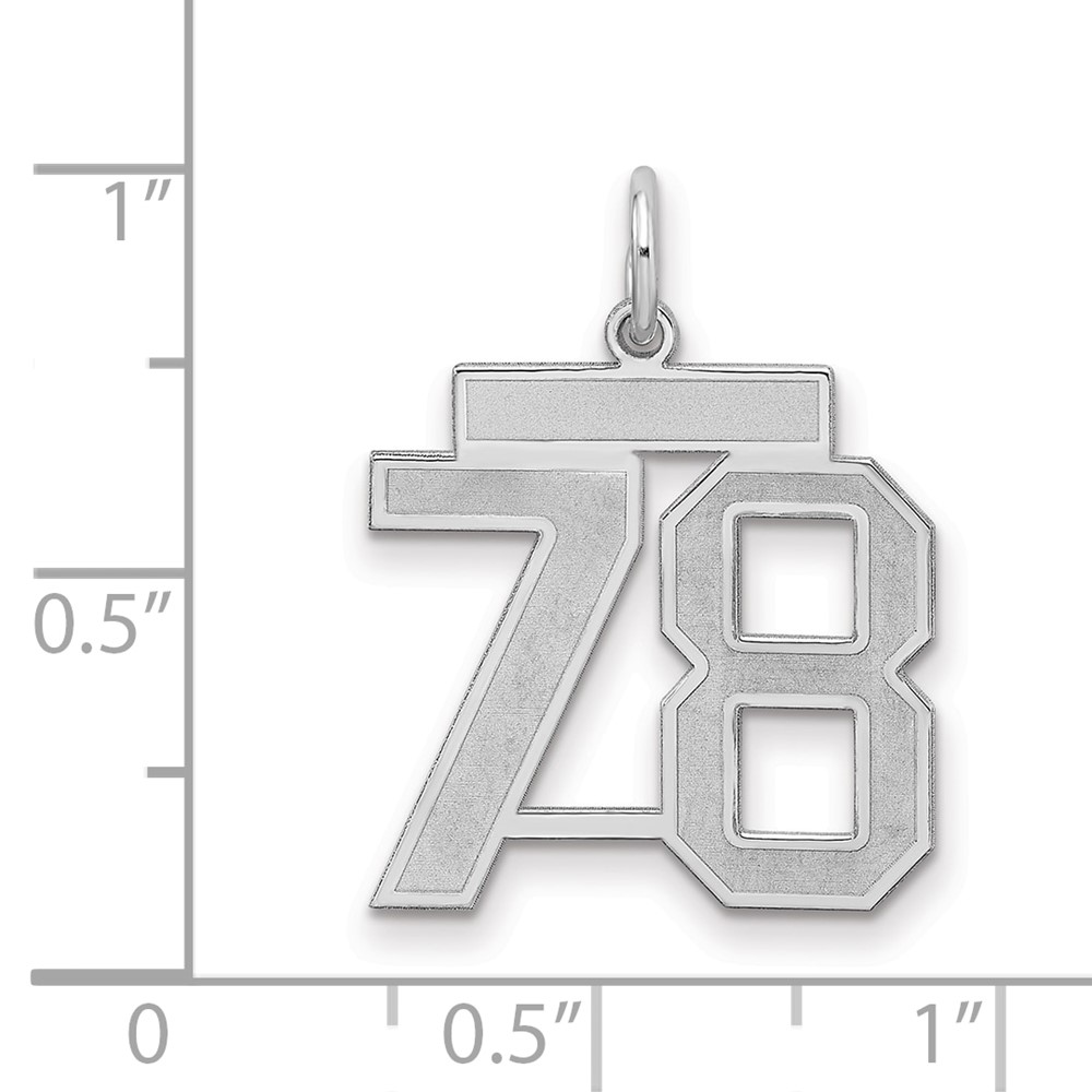 Sterling Silver/Rhodium-plated Satin Number 78 Charm (QPM78)