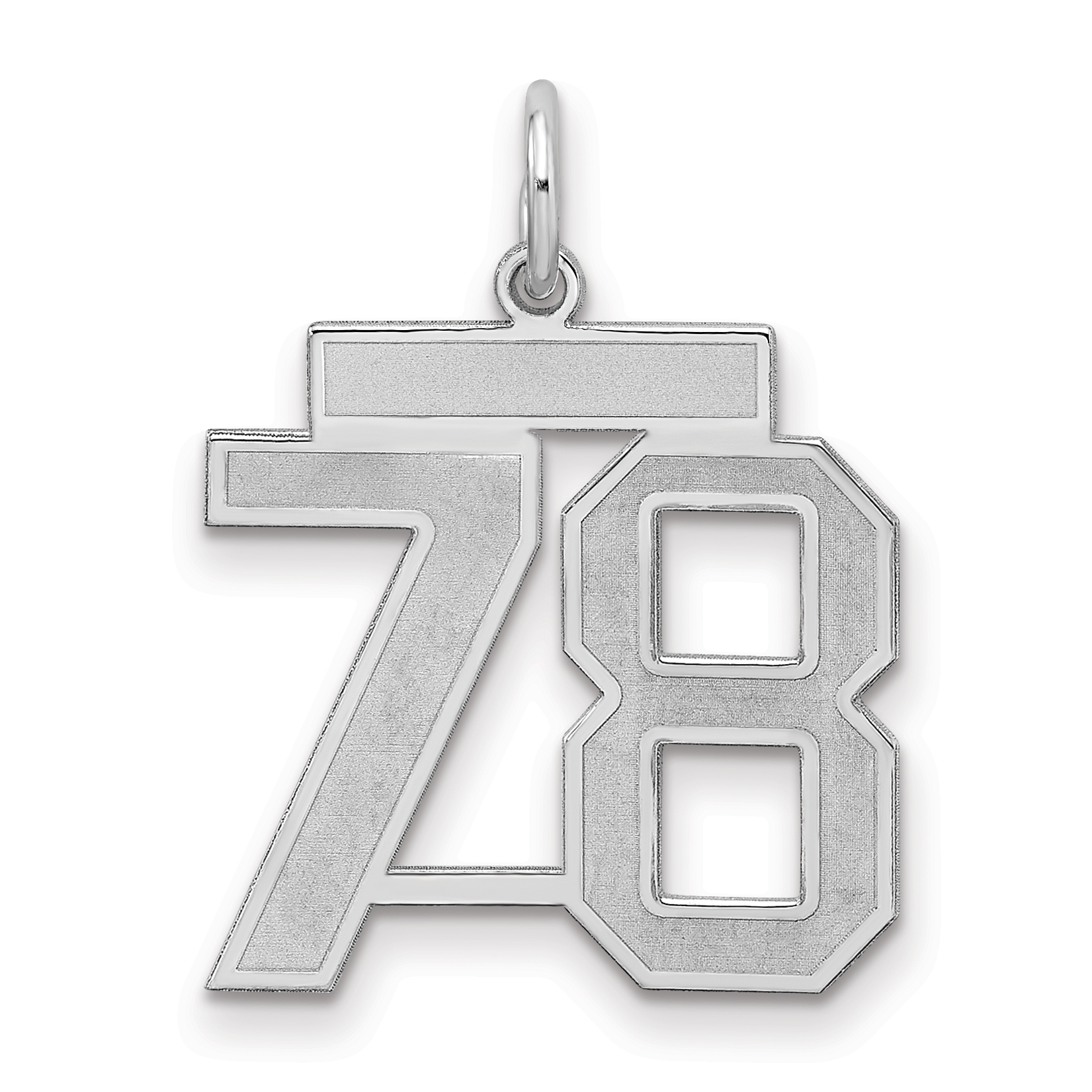 Sterling Silver/Rhodium-plated Satin Number 78 Charm (QPM78)