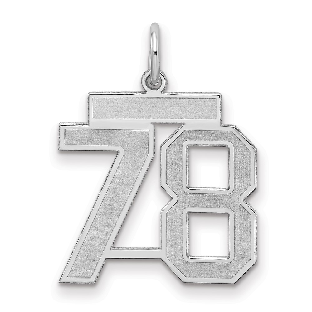 Sterling Silver/Rhodium-plated Satin Number 78 Charm (QPM78)
