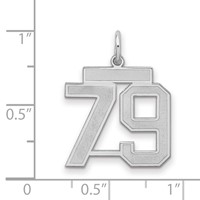 Sterling Silver Rhodium-plated Satin Number 79 Charm view 2