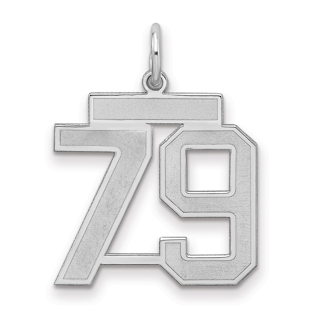 Sterling Silver Rhodium-plated Satin Number 79 Charm