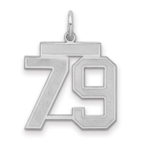 Sterling Silver Rhodium-plated Satin Number 79 Charm