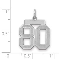 Sterling Silver Rhodium-plated Satin Number 80 Charm view 2