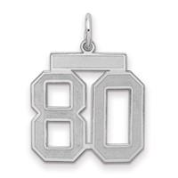 Sterling Silver Rhodium-plated Satin Number 80 Charm view 1
