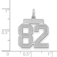 Sterling Silver Rhodium-plated Satin Number 82 Charm view 2