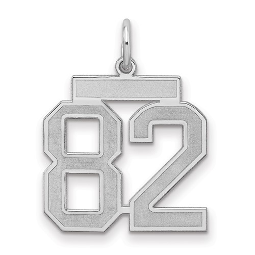 Sterling Silver Rhodium-plated Satin Number 82 Charm