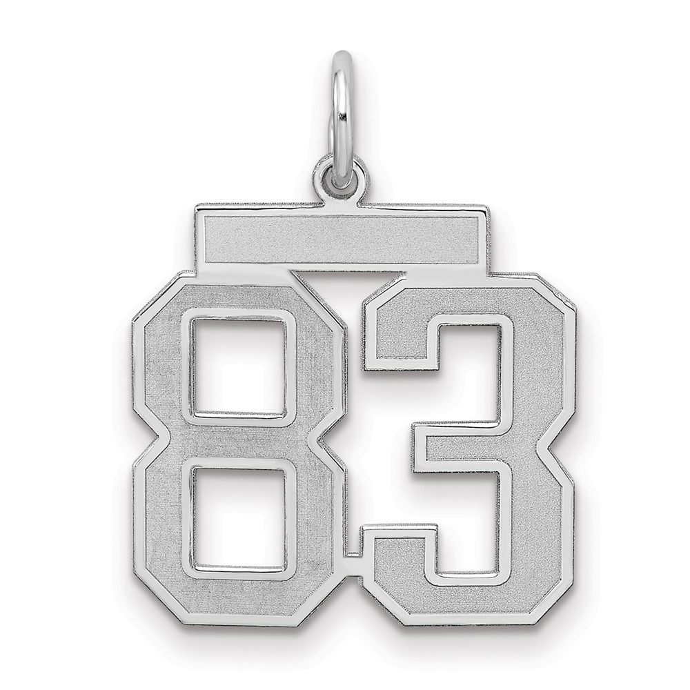 Sterling Silver Rhodium-plated Satin Number 83 Charm