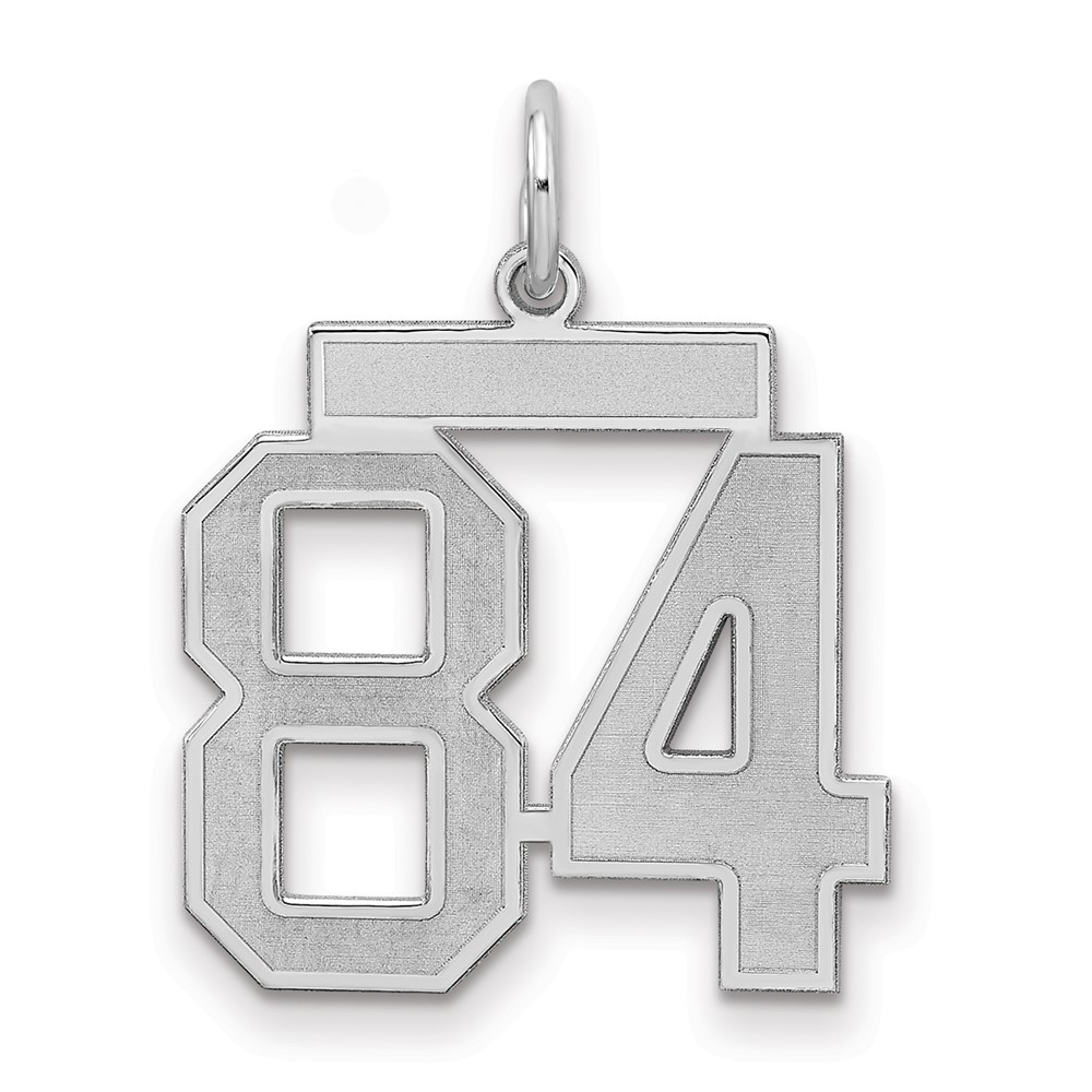 Sterling Silver Rhodium-plated Satin Number 84 Charm