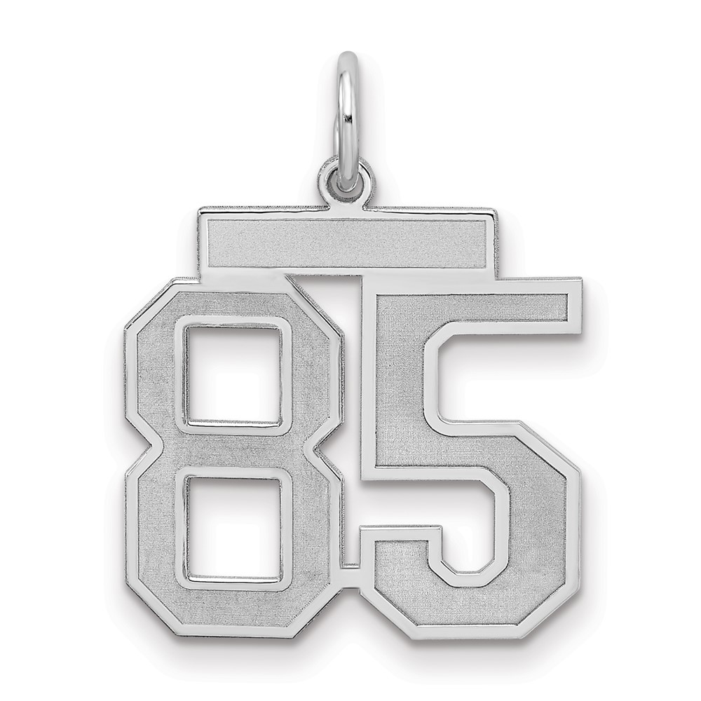 Sterling Silver Rhodium-plated Satin Number 85 Charm