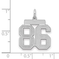 Sterling Silver Rhodium-plated Satin Number 86 Charm view 2