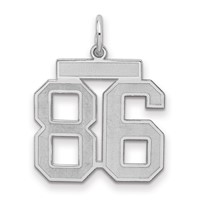 Sterling Silver Rhodium-plated Satin Number 86 Charm view 1