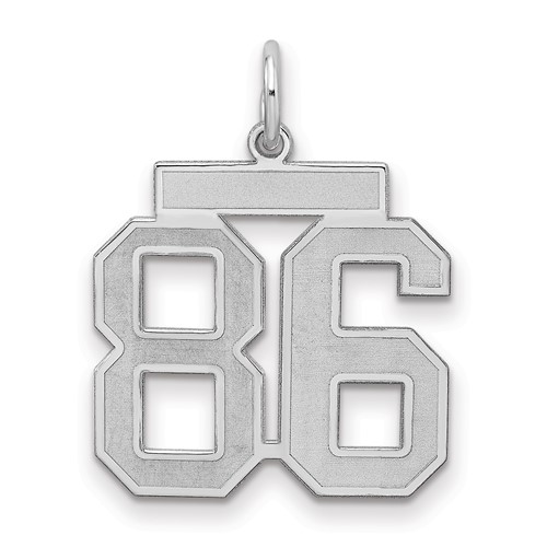 Sterling Silver Rhodium-plated Satin Number 86 Charm