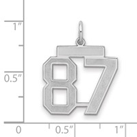 Sterling Silver Rhodium-plated Satin Number 87 Charm view 2