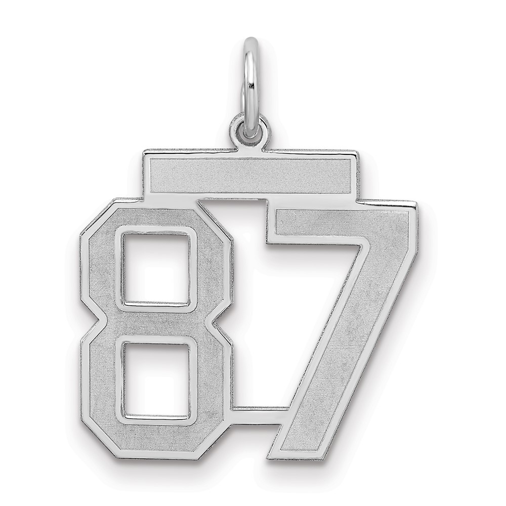 Sterling Silver Rhodium-plated Satin Number 87 Charm
