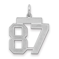 Sterling Silver Rhodium-plated Satin Number 87 Charm view 1