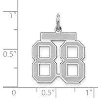Sterling Silver Rhodium-plated Satin Number 88 Charm view 3
