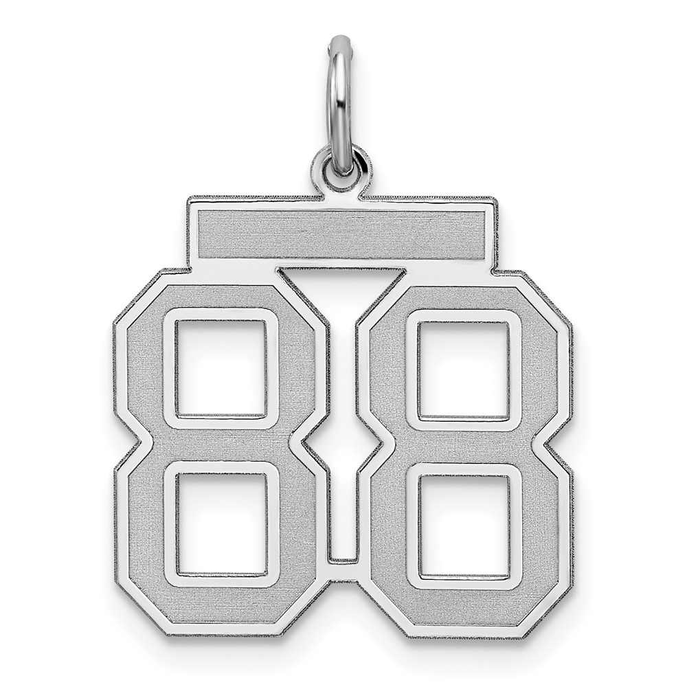 Sterling Silver Rhodium-plated Satin Number 88 Charm