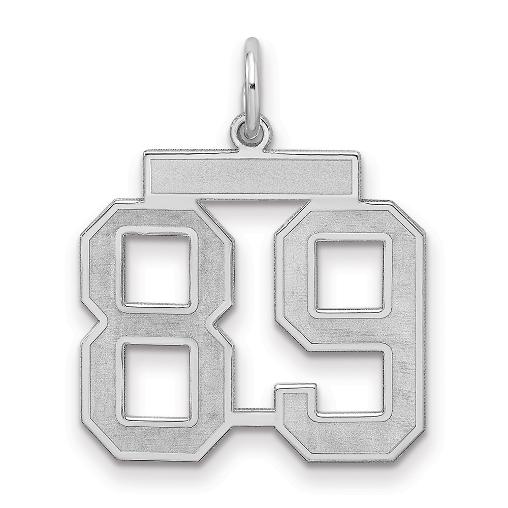 Sterling Silver Rhodium-plated Satin Number 89 Charm