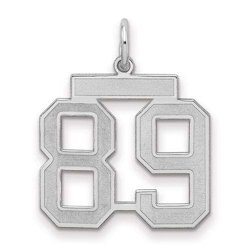 Sterling Silver Rhodium-plated Satin Number 89 Charm
