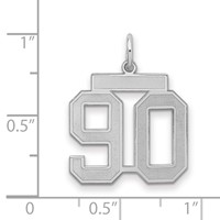 Sterling Silver Rhodium-plated Satin Number 90 Charm view 2