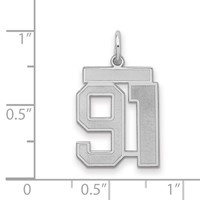 Sterling Silver Rhodium-plated Satin Number 91 Charm view 2