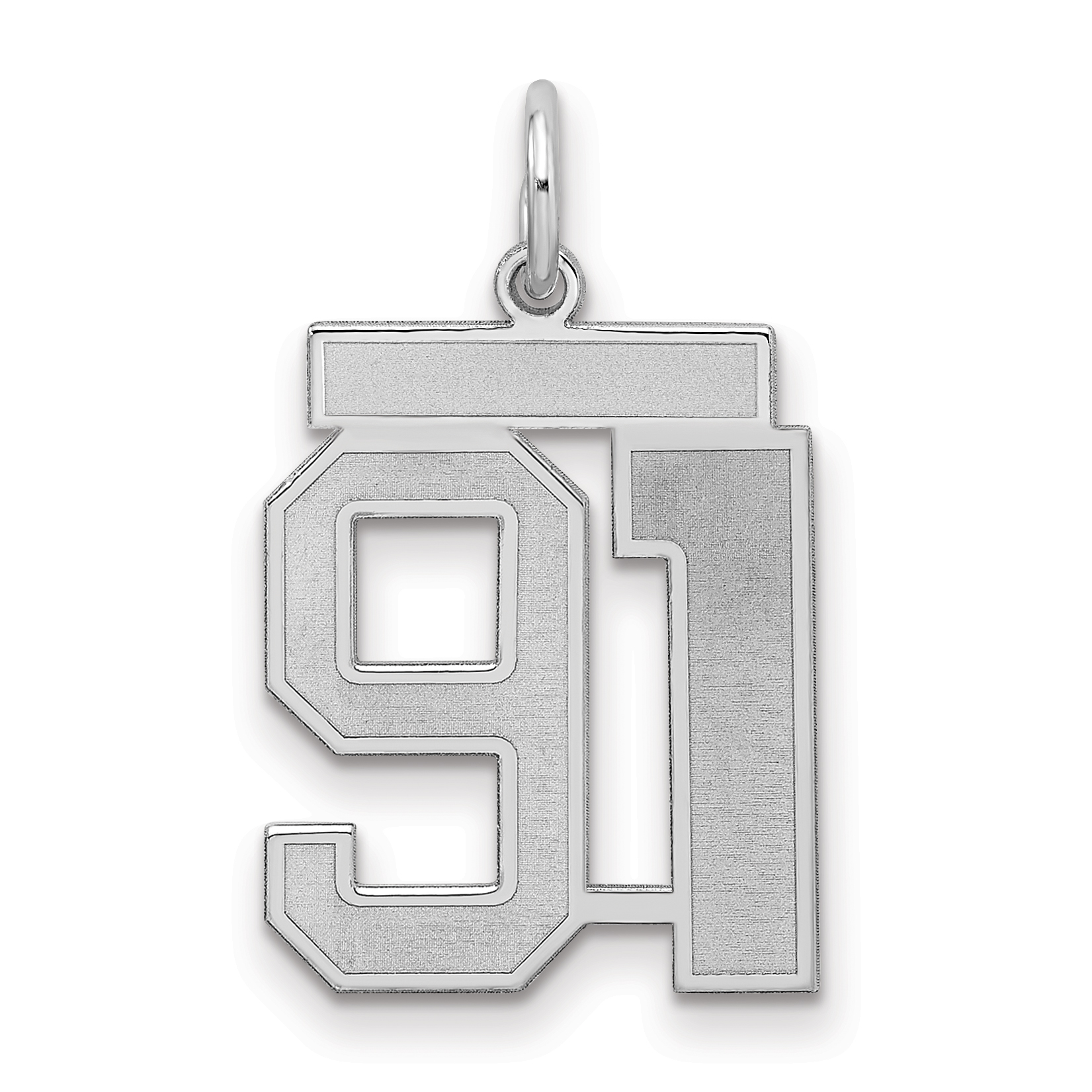 Sterling Silver/Rhodium-plated Satin Number 91 Charm (QPM91)