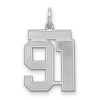 Sterling Silver Rhodium-plated Satin Number 91 Charm view 1