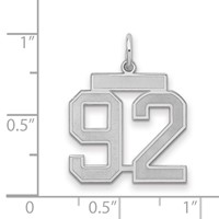 Sterling Silver Rhodium-plated Satin Number 92 Charm view 2